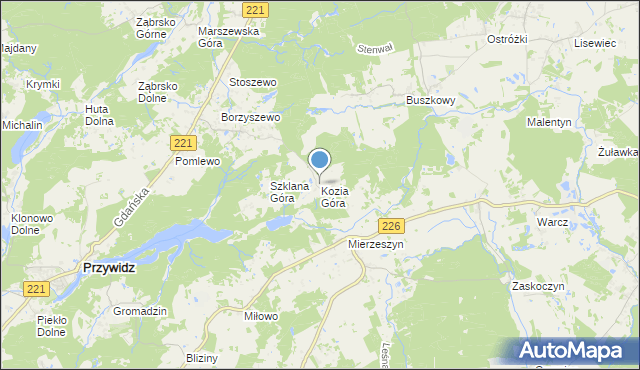 mapa Kozia Góra, Kozia Góra gmina Przywidz na mapie Targeo